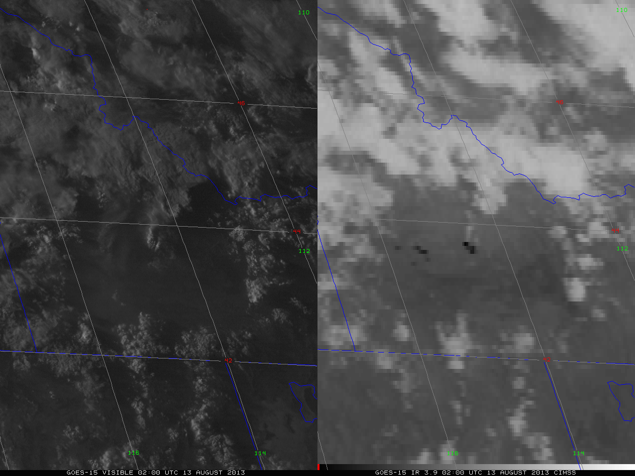 GOES-15 visible and shortwave IR images (click image to play animation)